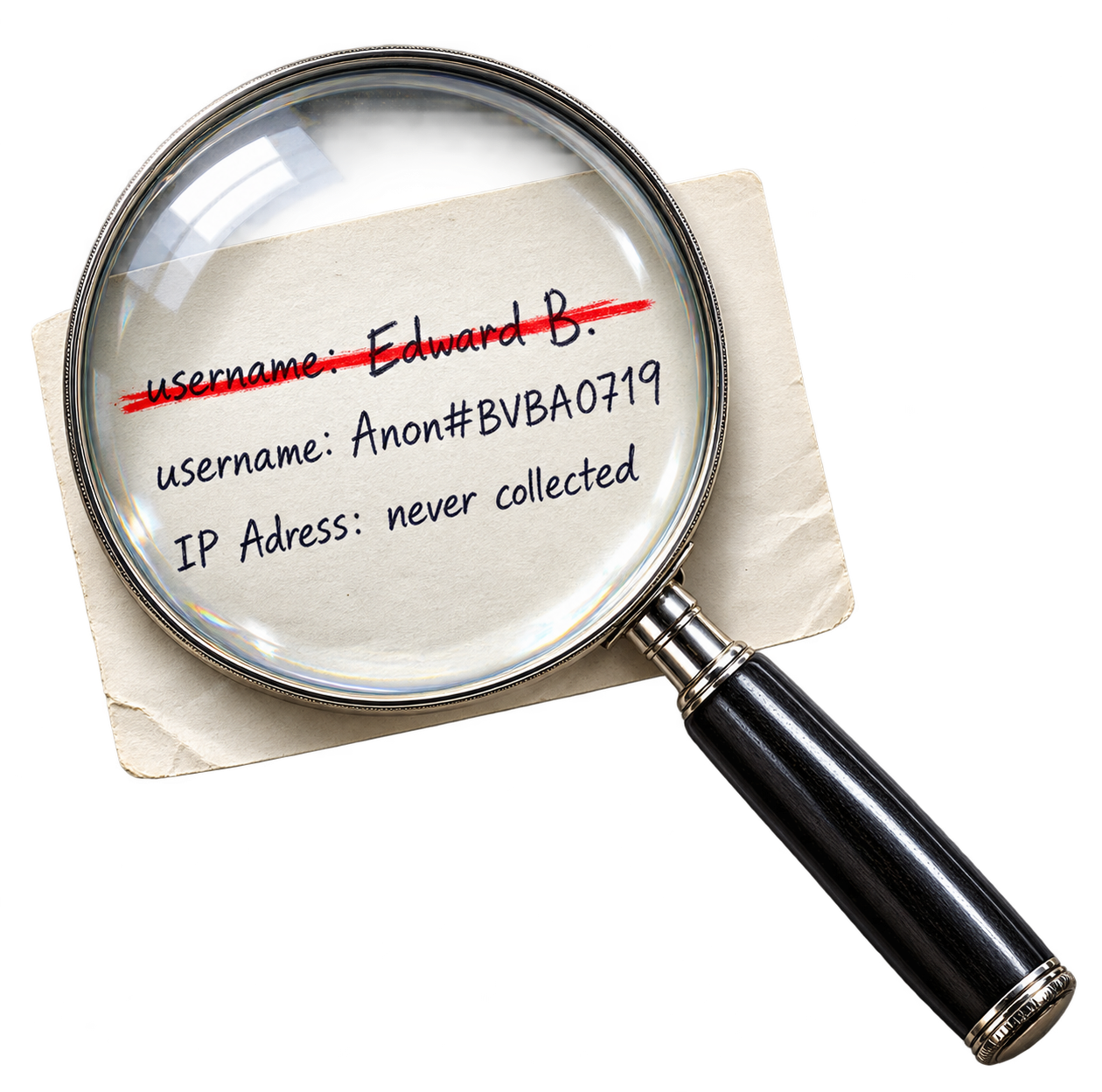 Magnifying glass over anonymous user information